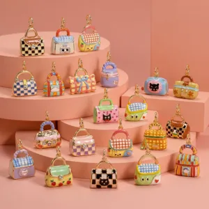 Colorful miniature handbag charms, cute enamel DIY jewelry pendants for necklaces and bracelets.