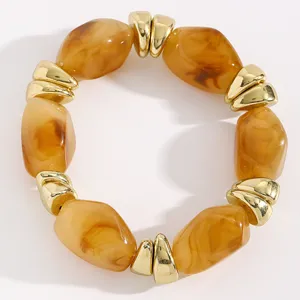 Schickes elegantes retro unregelmiges Harz Metall Perlen Armband, modischer Schmuck.