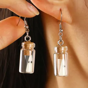Boucles d'oreilles flacon verre fantôme Halloween mignon pendentif lumineux bijou cadeau