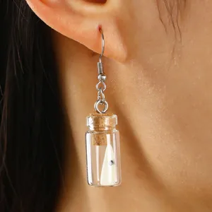 Boucles d'oreilles flacon en verre fantôme lumineux Halloween accessoire de fête pendantes