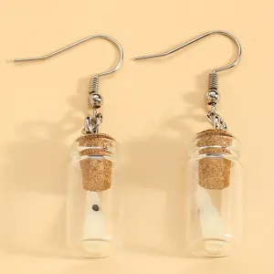 Boucles d'oreilles de bouteille de dérive de fantôme lumineuses d'Halloween, fiole en verre.