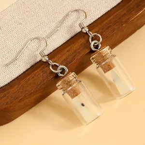 Boucles d'oreilles flacon verre fantôme lumineux Halloween, bijoux artisanaux nuit