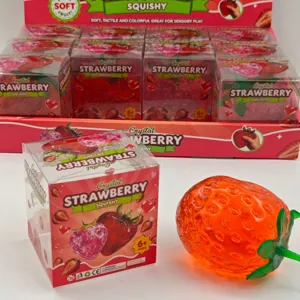 Crystal strawberry squishy toy sensory stress relief cute fruit toy for kids and fun