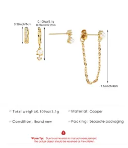 Goud parel kristal ketting oorring set mode koper sieraden delicate oorbellen accessoires