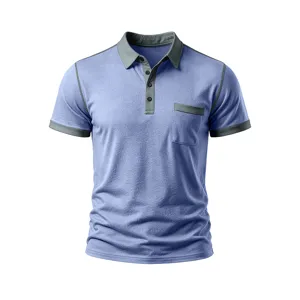 Polo da uomo a maniche corte con dettagli a contrasto, top estivo casual comodo.