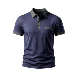 Polo da uomo a maniche corte con colletto a contrasto e tasca pratica sul petto.