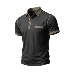 Maglietta Polo Uomo Manica Corta Colore a Contrasto Casual Estiva Traspirante Top
