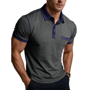 Polo da uomo a maniche corte con colletto a contrasto e taschino sul petto elegante.