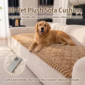 Thickened pet plush sofa mat, soft, anti-slip, wear-resistant, and machine washable.