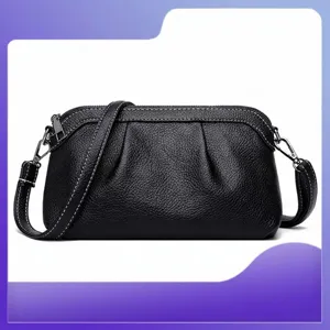 Sac Bandoulière Femme en Cuir PU Grainé à Plis Petit Sac à Épaule Surpiqûres Contrastées Bandoulière Réglable Mode à Main