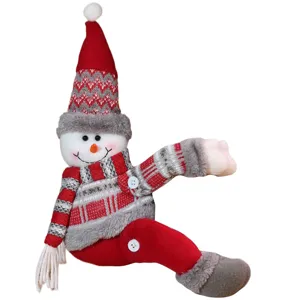 Christmas curtain buckle cartoon snowman plush doll tieback holiday home party decor item.