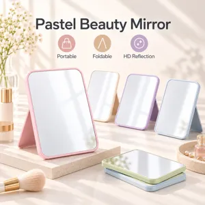 Miroir de courtoisie pastel de bureau pliable maquillage portable miroir rectangulaire