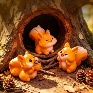 Leuke mini hars eekhoorn beeldjes set voor tuin landschap DIY miniatuur decoratie.