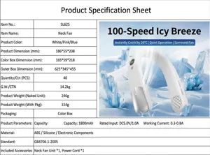 Portable USB rechargeable bladeless neck fan with 1800mAh battery for cool hands-free summer.
