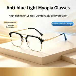 Retro Halbgestell Blaulichtfilter Brille für Herren, stylische Brille mit klaren Gläsern.