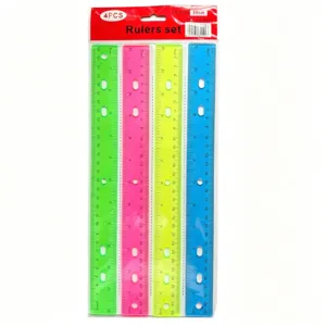 Set di 4 righe cave in plastica colorata da 30cm per studenti ufficio disegno