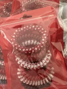 Candy color polka dot phone wire hair ties, high elasticity durable hair rope hair accessories.