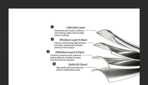 Detailed cross-section diagram of S925 silver jewelry multi-layer electroplating craft.
