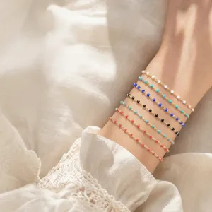 Multicolor beaded chain bracelet set layered design elegant dainty jewelry for women daily wear