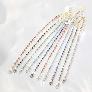 S925 sterling silver colorful beaded bracelet, adjustable length, trendy jewelry design.