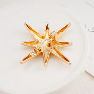 Close-up view of the metallic eight-pointed star brooch back structure, premium alloy material.