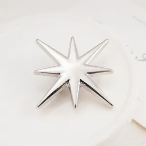 Glossy Silver Zinc Alloy Eight-Pointed Star Brooch Fashion Clothing Star Pin Jewelry