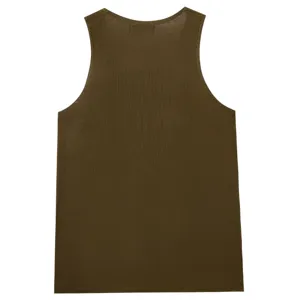 Men's knit tank top detail, breathable sleeveless summer sports casual vest, solid color