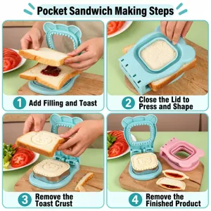 Carino stampo per panini a forma di orso per toast, set in plastica e acciaio inox.