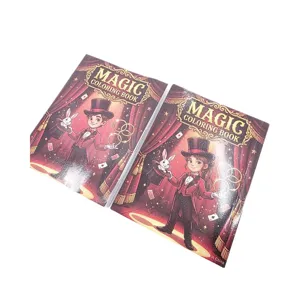 Mini magic coloring book set, cute magician and rabbit illustration kids toy gift.