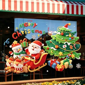 Christmas electrostatic window stickers Santa Claus snowman tree holiday home decor