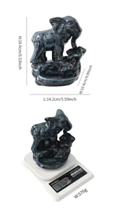 Detailed view of ceramic elephant backflow incense burner showing dimensions and weight.
