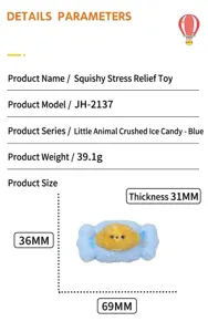 Blue crushed ice candy shape squeeze toy decompression toy soft silicone cute novelty stress relief
