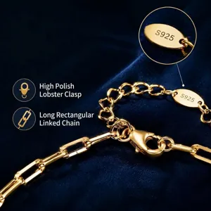 S925 silver gold-plated paperclip chain bracelet minimalist elegant fine jewelry for women
