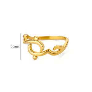 Minimalistischer goldener Edelstahl Ring mit arabischen Buchstaben verstellbarer Schmuck 10mm