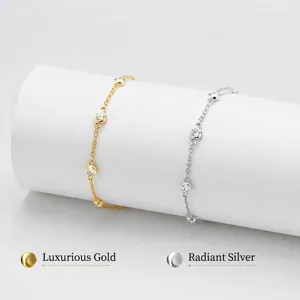 S925 silver five diamond thin chain bracelet elegant double color chic jewelry for women