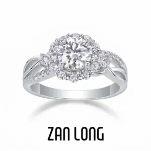 Moissanite 925 Sterling Silver Ring For Women Round Brilliant Cut Halo D Color Engagement Luxury Wedding Fashion Jewelry