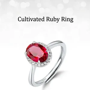 Created ruby ring S925 silver oval vintage luxury red gemstone jewelry for women daily wear