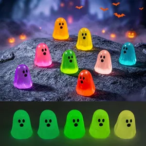Lichtgevende hars spook beeldjes voor Halloween decoratie, kleurrijke schattige nachtlamp.