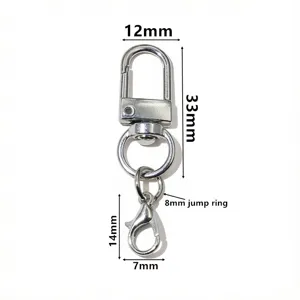Moschettone girevole in metallo argentato a forma di U dettaglio per accessori borsa 50mm