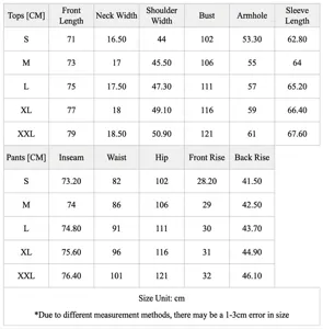 Men's suit size chart details, professional solid color business suit sizing guide.