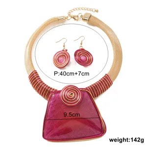 Set di gioielli con collana e orecchini in filo metallico e pietra acrilica per donna moda stile