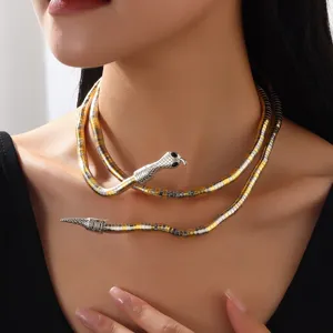 Collana A Serpente Avvolto Esagerato Per Donna Lega Di Metallo Choker Serpente Gotico Punk Moda Gioielli Festa Regalo