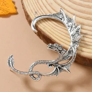 Vintage silver alloy dragon ear cuff punk gothic ear wrap jewelry for men and women daily wear