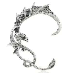 Punk vintage silver dragon ear cuff gothic non piercing earring fashion cool jewelry for men women