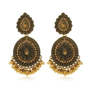 Bohemian Ethnic Vintage Alloy Rhinestone Tassel Dangle Earrings Drop Earrings For Women Fashion Jewelry Gift