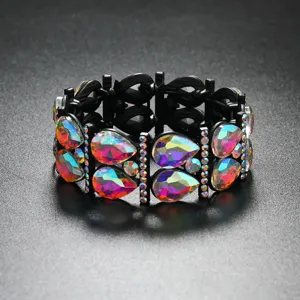 Colorful crystal stretch bracelet with teardrop stones for fashion women daily wear