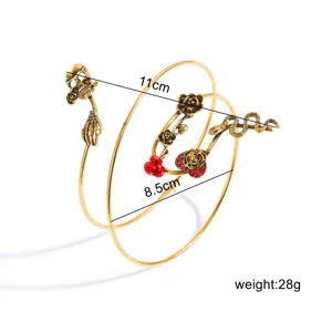 Bracciale da braccio aperto serpente teschio rosa stile punk vintage gioielli gotici 11cm