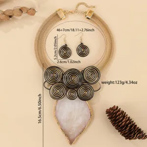 Exaggerated European American handmade aluminum wire braided necklace and earrings jewelry set.