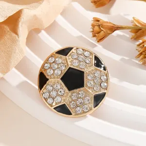 Broche ballon de foot en strass alliage cristal mode vetement sac accessoire brillant