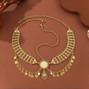 Goldene Münze Stirnkette Indischer Stil Kopfschmuck Mittlerer Osten Quaste Haarschmuck Damen